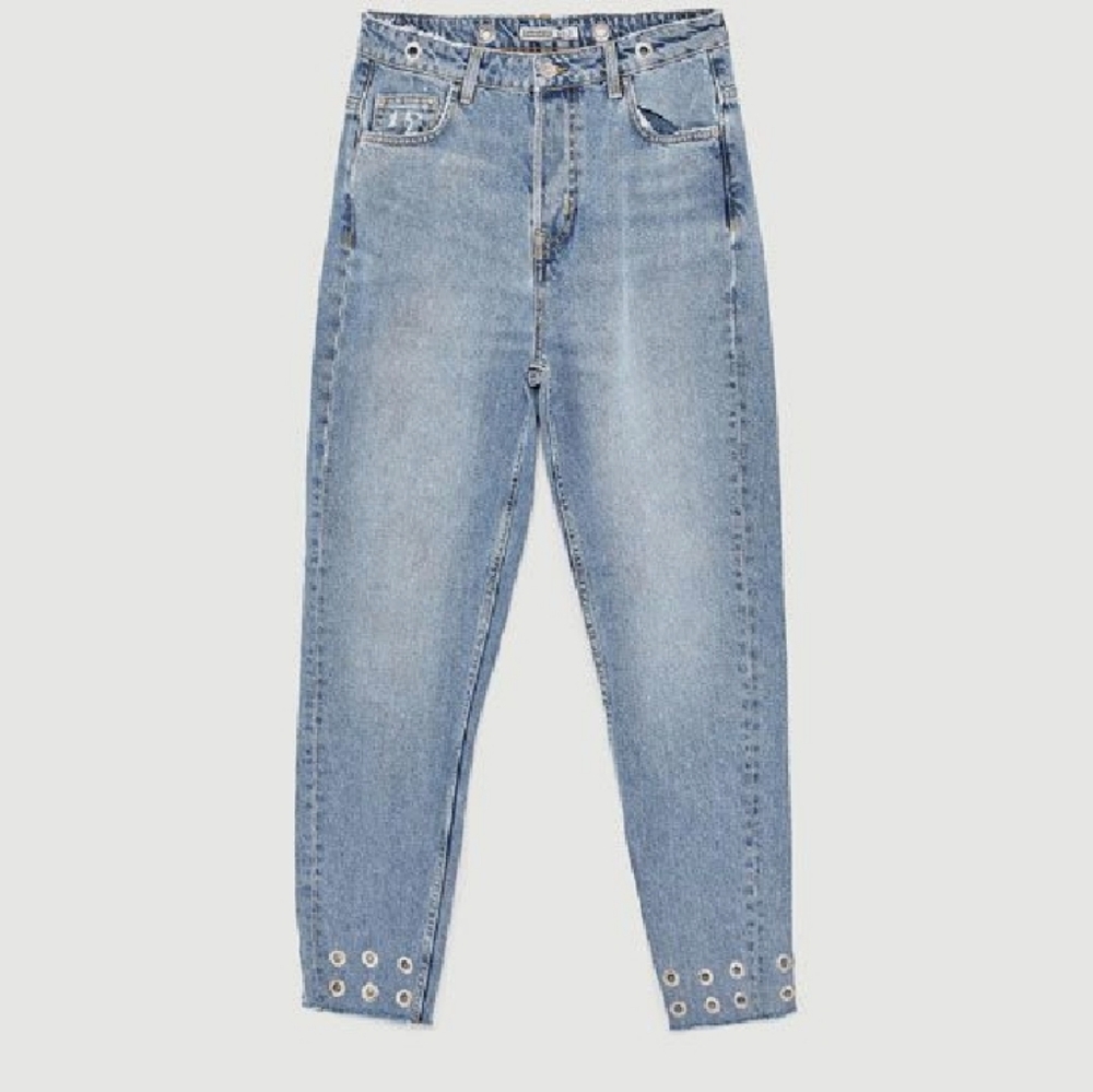 Zara mom jeans with metallic detail